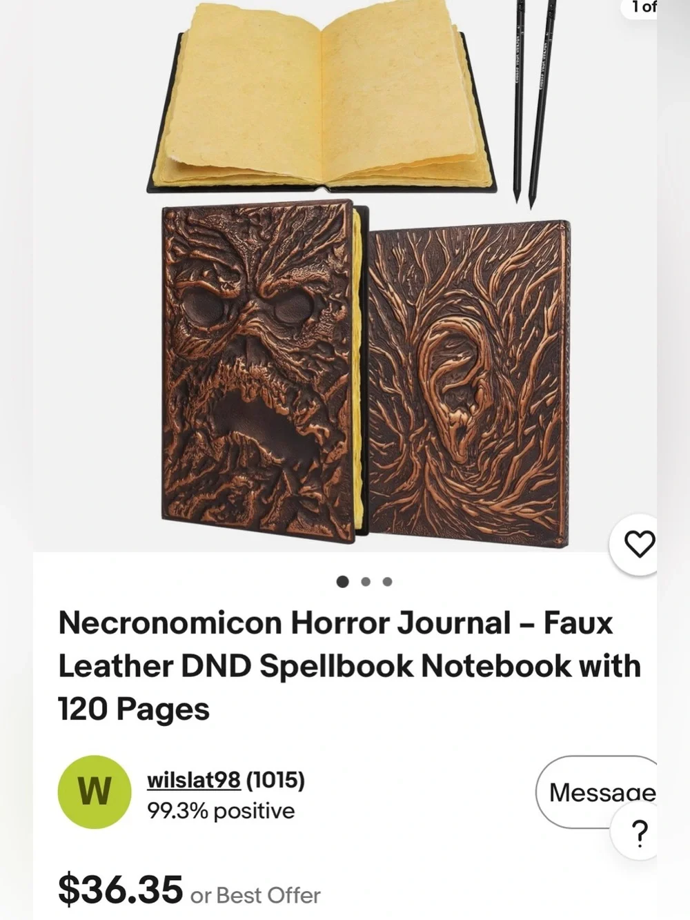 Original Necronomicon Horror Journal | Faux Leather | Spellbook Evil Dead NWT